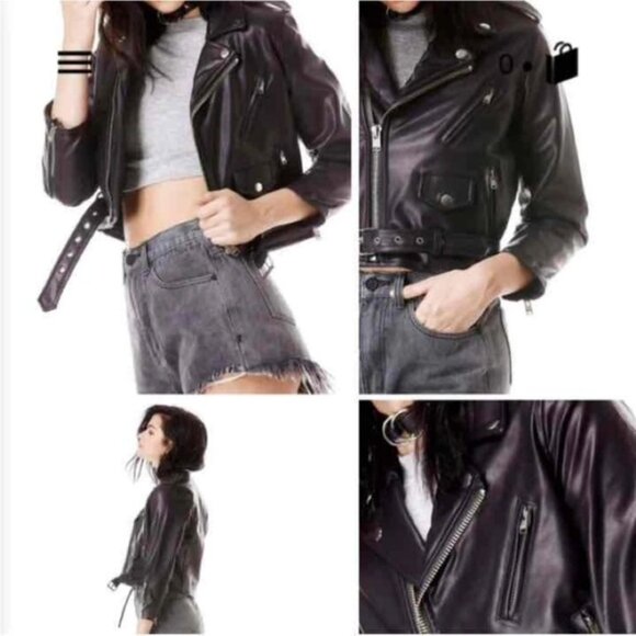 UNIF Vegan Leather Jacket Size XS Solid Black Moto - Picture 2 of 15